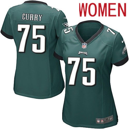Women Philadelphia Eagles #75 Vinny Curry Nike Midnight Green Game NFL Jersey->women nfl jersey->Women Jersey